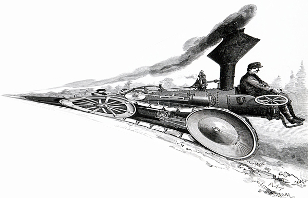 A steam car in an imagined time warp