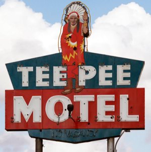 Teepee Motel Embossed Tin Sign