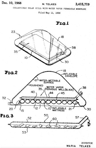 patent lightweight water distillation device that used clear plastic film and the heat of the sun
