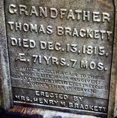 Thomas Brackett's gravestone