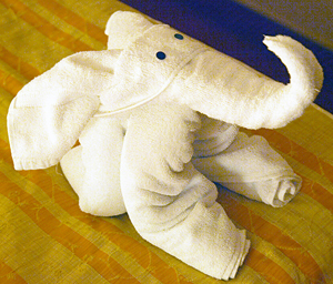 Flexible origami towel elephant