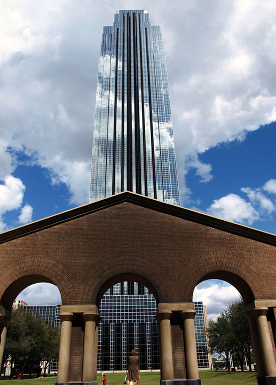 Aerial view of the Houston Galleria area with Williams Tower