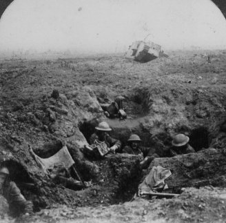 Stereopticon photo of a WW-1 battlefield: No more forts.