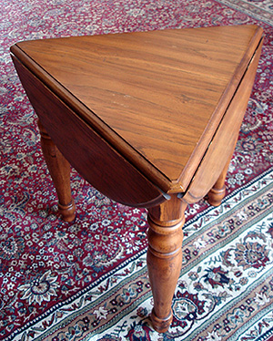 photograph of a triangular table