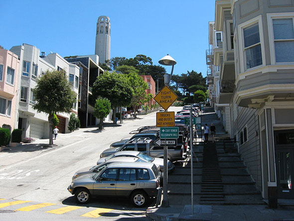 photograph of a steep street in San Francisco