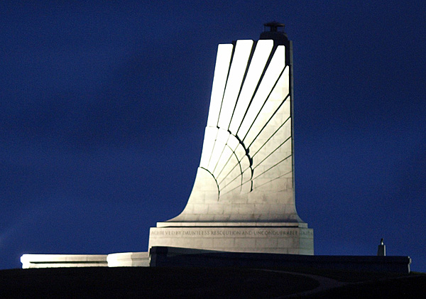 The Wright Monument at night